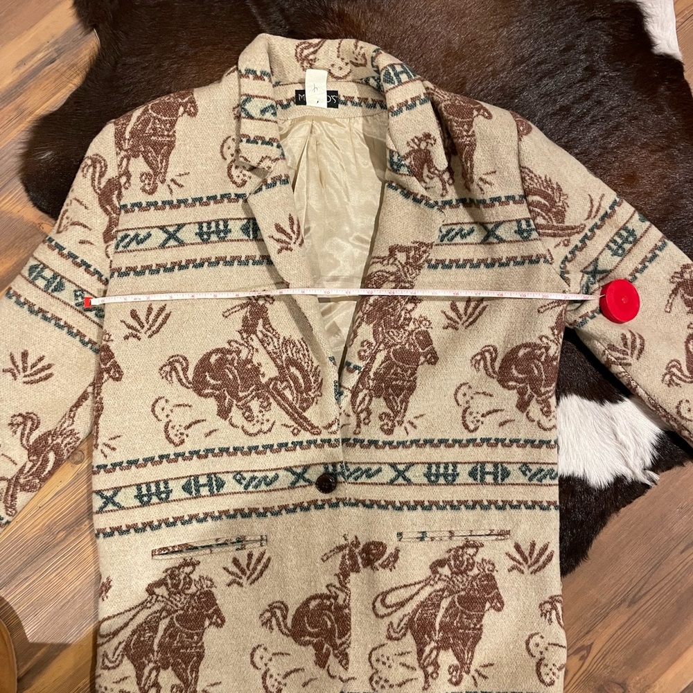 Pendleton Cream and Brown Patterned Blazer - image 10